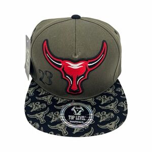 Top Level Chicago Bulls MLB Baseball Snapback Hat Green/Black/Red One Size